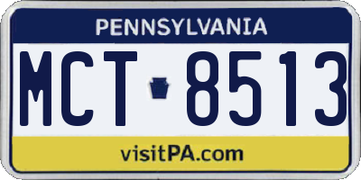 PA license plate MCT8513