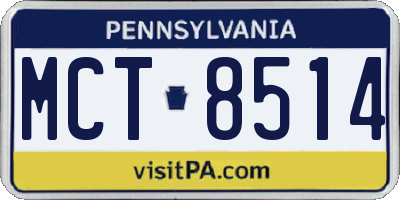 PA license plate MCT8514