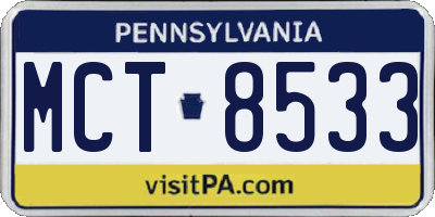 PA license plate MCT8533