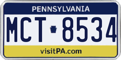 PA license plate MCT8534