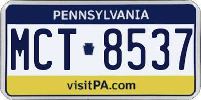 PA license plate MCT8537