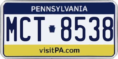 PA license plate MCT8538
