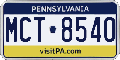 PA license plate MCT8540