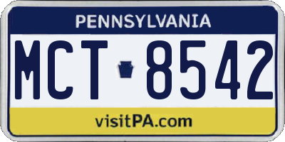 PA license plate MCT8542