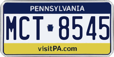 PA license plate MCT8545