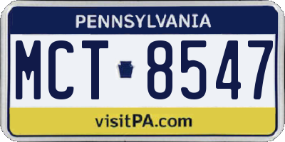 PA license plate MCT8547