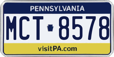 PA license plate MCT8578