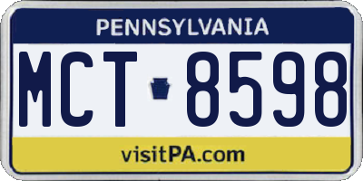 PA license plate MCT8598