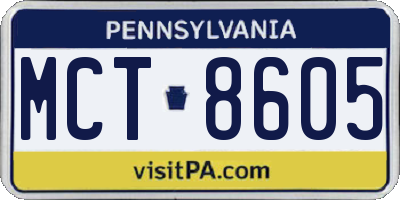 PA license plate MCT8605