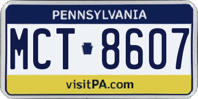 PA license plate MCT8607