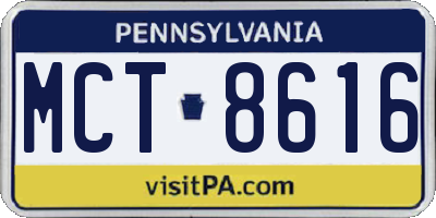 PA license plate MCT8616