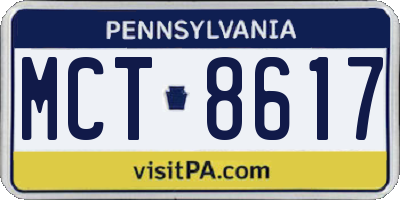 PA license plate MCT8617