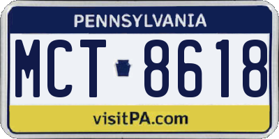 PA license plate MCT8618