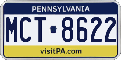 PA license plate MCT8622