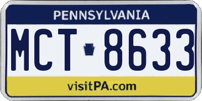 PA license plate MCT8633