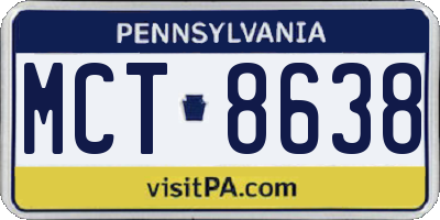 PA license plate MCT8638