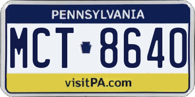 PA license plate MCT8640