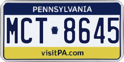 PA license plate MCT8645