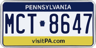 PA license plate MCT8647