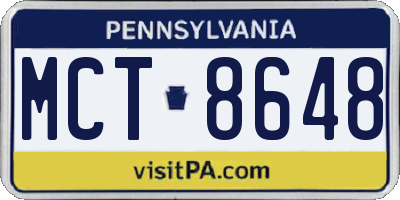 PA license plate MCT8648
