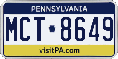 PA license plate MCT8649