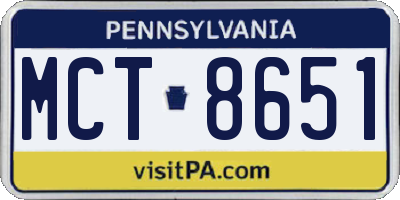 PA license plate MCT8651