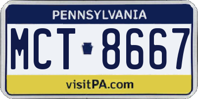 PA license plate MCT8667