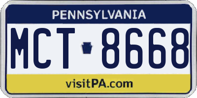 PA license plate MCT8668