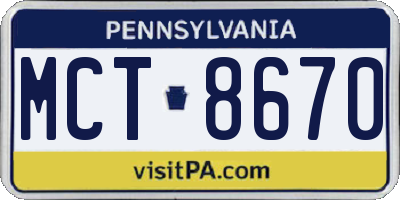 PA license plate MCT8670