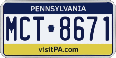 PA license plate MCT8671