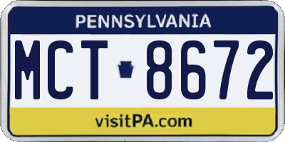 PA license plate MCT8672