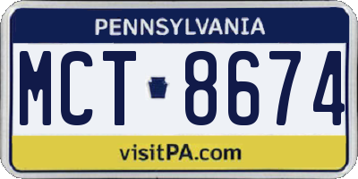 PA license plate MCT8674