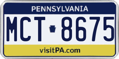 PA license plate MCT8675