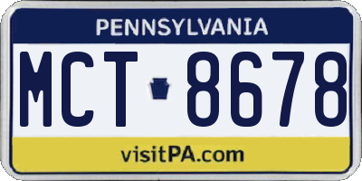 PA license plate MCT8678