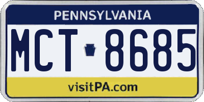 PA license plate MCT8685