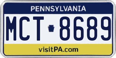PA license plate MCT8689