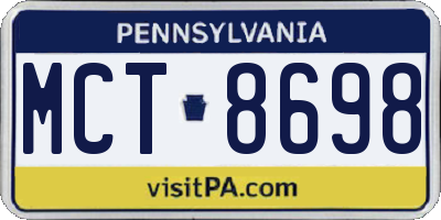PA license plate MCT8698