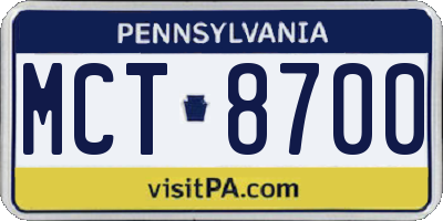 PA license plate MCT8700