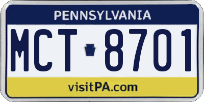 PA license plate MCT8701