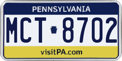 PA license plate MCT8702