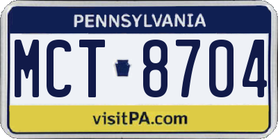 PA license plate MCT8704