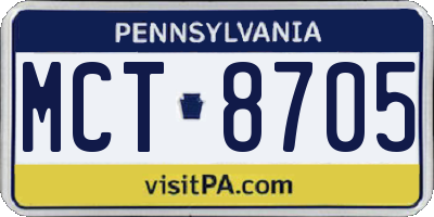 PA license plate MCT8705
