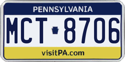 PA license plate MCT8706