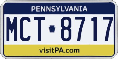 PA license plate MCT8717