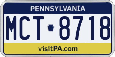 PA license plate MCT8718