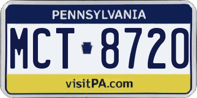 PA license plate MCT8720