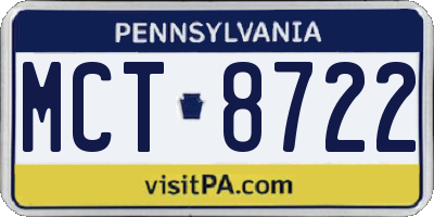 PA license plate MCT8722