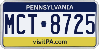 PA license plate MCT8725