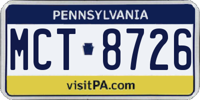 PA license plate MCT8726