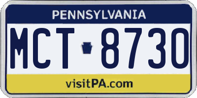 PA license plate MCT8730